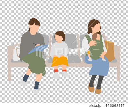 Mothers waiting with their children and babies - Waiting scene for visitors with children Mothers waiting with their children and babies - Waiting scene for visitors with children 136068515