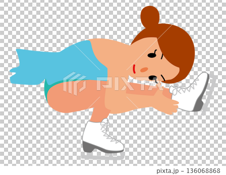 ウインタースポーツの試合に挑む女子のイラスト・フィギュアスケート04 136068868