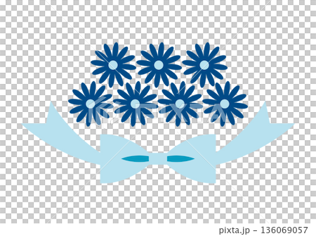 絲帶和非洲菊的平面插圖 136069057