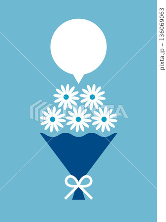 ガーベラの花束と吹き出しのフラットイラスト 136069063