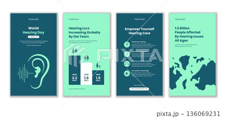 World Hearing Day Hand Drawn Flat Cartoon Social Media Stories Background Illustration 136069231