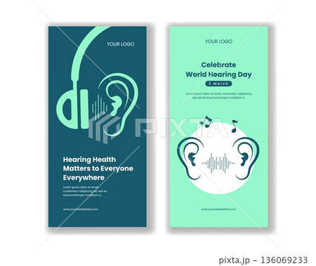 Vertical Banner World Hearing Day Flat Cartoon Hand Drawn Background Illustration 136069233