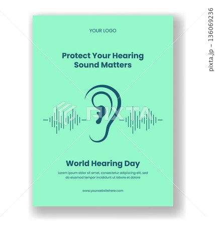 Vertical Poster World Hearing Day Flat Cartoon Hand Drawn Template Illustration 136069236