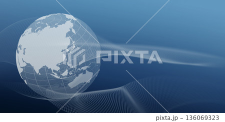 グローバルネットワークとデジタルテクノロジーのイメージ背景　バナー・広告向け横長ビジュアル 136069323