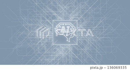AI・人工知能とデジタルテクノロジーのイメージ背景　バナー・広告向け横長ビジュアル 136069335
