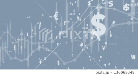 金融テクノロジーのイメージ背景　バナー・広告向け横長ビジュアル 136069349