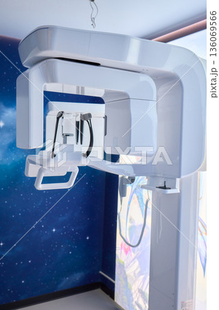 Futuristic clinic with advanced scanner, High-tech dental CT scanner in sleek clinic setting, Cutting-edge dental imaging equipment within futuristic clinic environment Futuristic clinic with advanced scanner, High-tech dental CT scanner in sleek clinic setting, Cutting-edge dental imaging equipment within futuristic clinic environment 136069566