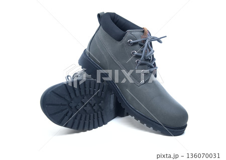 Stylish grey lace-up ankle boots with thick soles, perfect for casual wear 136070031