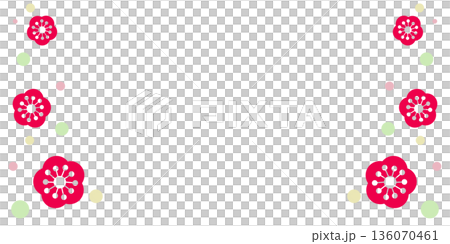 鮮やかなピンク色の花とドットのフレーム 136070461