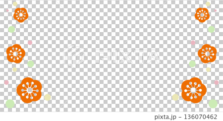 Orange flower and dot frame 136070462