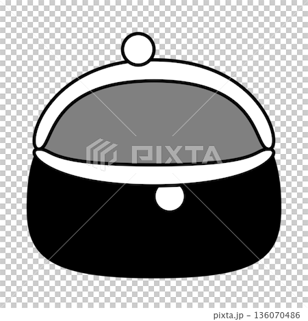 開いたがま口財布（小銭入れ）のシンプルイラスト 136070486