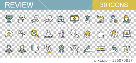 Review icon set for reviews, ratings, rankings, etc. Color 136070817