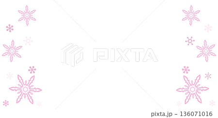 薄いピンク色の雪の結晶が左右にデザインされたフレーム 136071016