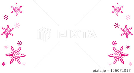 鮮やかなピンク色の雪の結晶が左右にデザインされたフレーム 136071017