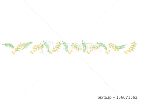 3月の園だよりに使いやすい シンプル手描きイラストカットシリーズ｜ミモザのライン 136071362