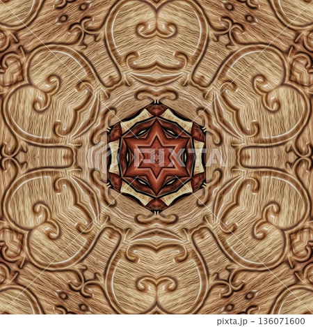 Design features an elegant wooden carved pattern inspired by traditional craftsmanship. Intricate relief and natural wood textures add warmth and depth, ideal for tiles, flooring, wall covering Design features an elegant wooden carved pattern inspired by traditional craftsmanship. Intricate relief and natural wood textures add warmth and depth, ideal for tiles, flooring, wall covering 136071600