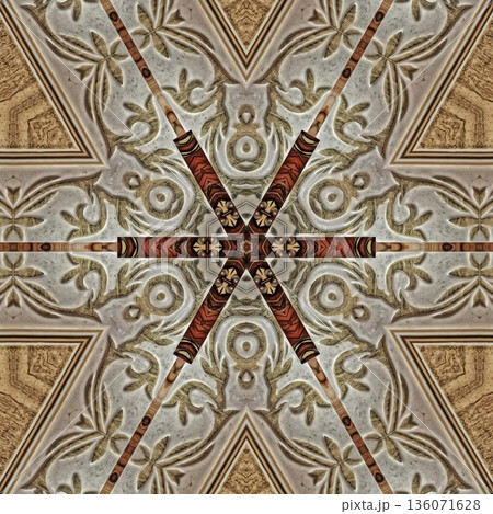 Design features an elegant wooden carved pattern inspired by traditional craftsmanship. Intricate relief and natural wood textures add warmth and depth, ideal for tiles, flooring, wall covering Design features an elegant wooden carved pattern inspired by traditional craftsmanship. Intricate relief and natural wood textures add warmth and depth, ideal for tiles, flooring, wall covering 136071628