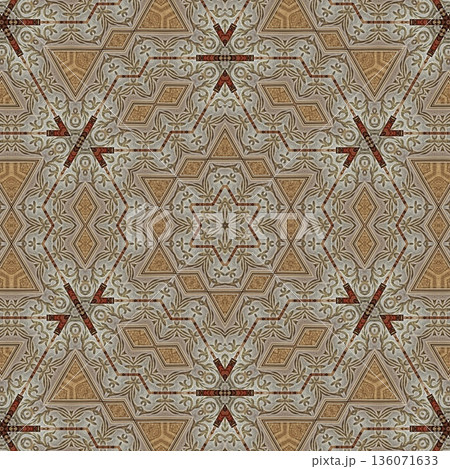 Design features an elegant wooden carved pattern inspired by traditional craftsmanship. Intricate relief and natural wood textures add warmth and depth, ideal for tiles, flooring, wall covering Design features an elegant wooden carved pattern inspired by traditional craftsmanship. Intricate relief and natural wood textures add warmth and depth, ideal for tiles, flooring, wall covering 136071633