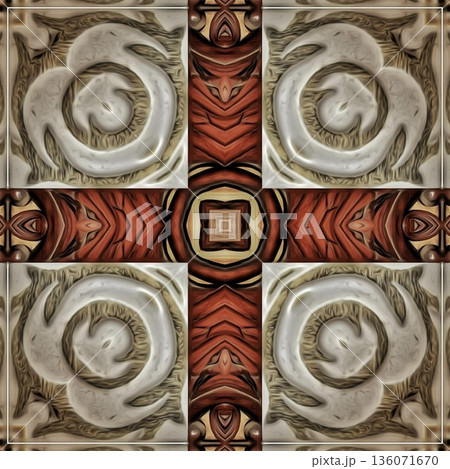 Design features an elegant wooden carved pattern inspired by traditional craftsmanship. Intricate relief and natural wood textures add warmth and depth, ideal for tiles, flooring, wall covering Design features an elegant wooden carved pattern inspired by traditional craftsmanship. Intricate relief and natural wood textures add warmth and depth, ideal for tiles, flooring, wall covering 136071670