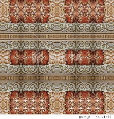 An elegant wooden carved design inspired by traditional craftsmanship, featuring detailed relief textures that add warmth and depth. Perfect for tiles, flooring, wall coverings, packaging, and furnish An elegant wooden carved design inspired by traditional craftsmanship, featuring detailed relief textures that add warmth and depth. Perfect for tiles, flooring, wall coverings, packaging, and furnish 136071711