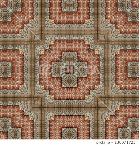 An elegant wooden carved design inspired by traditional craftsmanship, featuring detailed relief textures that add warmth and depth. Perfect for tiles, flooring, wall coverings, packaging, and furnish 136071723
