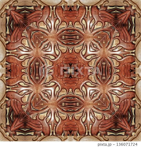 An elegant wooden carved design inspired by traditional craftsmanship, featuring detailed relief textures that add warmth and depth. Perfect for tiles, flooring, wall coverings, packaging, and furnish 136071724