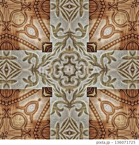 An elegant wooden carved design inspired by traditional craftsmanship, featuring detailed relief textures that add warmth and depth. Perfect for tiles, flooring, wall coverings, packaging, and furnish An elegant wooden carved design inspired by traditional craftsmanship, featuring detailed relief textures that add warmth and depth. Perfect for tiles, flooring, wall coverings, packaging, and furnish 136071725