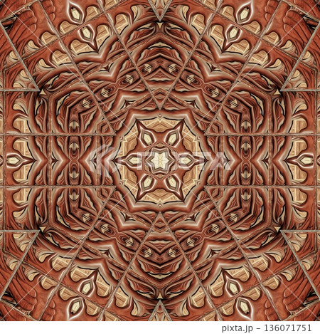 An elegant wooden carved design inspired by traditional craftsmanship, featuring detailed relief textures that add warmth and depth. Perfect for tiles, flooring, wall coverings, packaging, and furnish 136071751