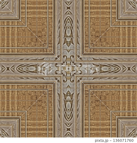 An elegant wooden carved design inspired by traditional craftsmanship, featuring detailed relief textures that add warmth and depth. Perfect for tiles, flooring, wall coverings, packaging, and furnish 136071760