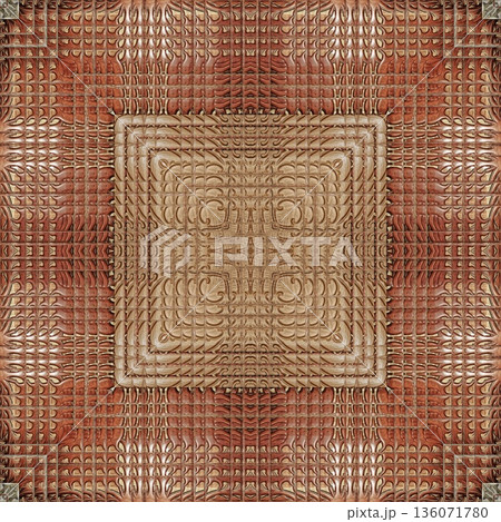 An elegant wooden carved design inspired by traditional craftsmanship, featuring detailed relief textures that add warmth and depth. Perfect for tiles, flooring, wall coverings, packaging, and furnish 136071780