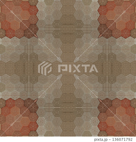 An elegant wooden carved design inspired by traditional craftsmanship, featuring detailed relief textures that add warmth and depth. Perfect for tiles, flooring, wall coverings, packaging, and furnish 136071792