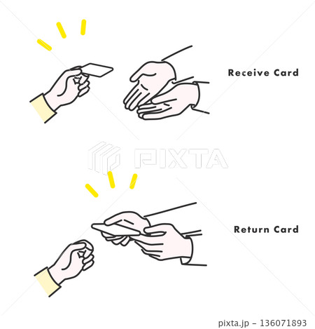 カード受け渡しのイメージイラストセット 136071893