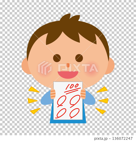 孩子對考試得100分感到高興 孩子對考試得100分感到高興 136072247