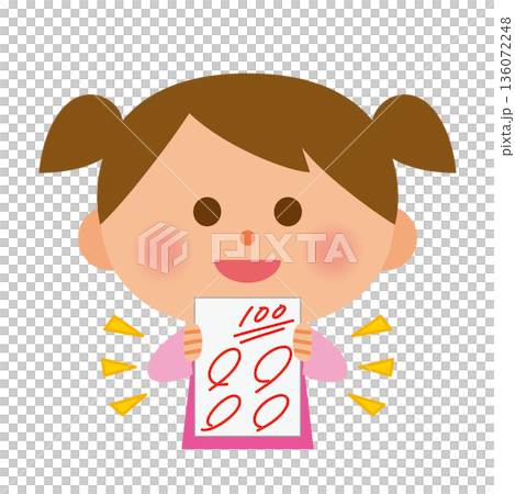 A child is happy with a test score of 100 points 136072248
