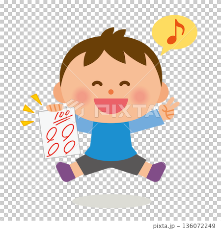 A child happy with a perfect score on a test 136072249