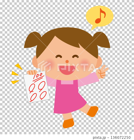 A child happy with a perfect score on a test 136072250