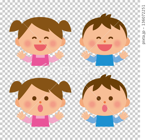 両手を広げて驚く子供 136072251