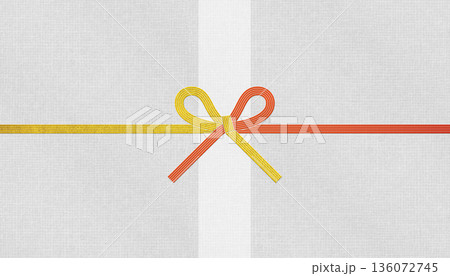 和モダン和紙と金赤水引、何度もお祝い用の「両わな結び」 136072745