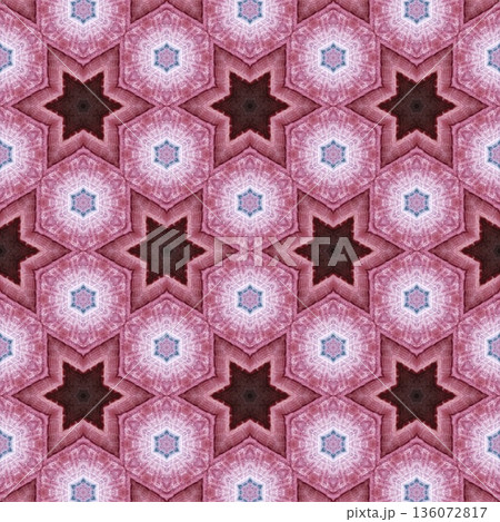Abstract floral design features a pattern with rich textures and relief details. Soft pink, earthy brown, and muted blue tones add depth, making it ideal for textiles, wallpaper and fashion prints 136072817