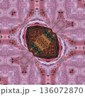 Abstract floral design features a pattern with rich textures and relief details. Soft pink, earthy brown, and muted blue tones add depth, making it ideal for textiles, wallpaper and fashion prints 136072870
