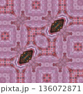 Abstract floral design features a pattern with rich textures and relief details. Soft pink, earthy brown, and muted blue tones add depth, making it ideal for textiles, wallpaper and fashion prints 136072871