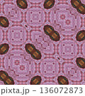 Abstract floral design features a pattern with rich textures and relief details. Soft pink, earthy brown, and muted blue tones add depth, making it ideal for textiles, wallpaper and fashion prints 136072873
