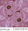 Abstract floral design features a pattern with rich textures and relief details. Soft pink, earthy brown, and muted blue tones add depth, making it ideal for textiles, wallpaper and fashion prints 136072874