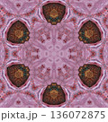 Abstract floral design features a pattern with rich textures and relief details. Soft pink, earthy brown, and muted blue tones add depth, making it ideal for textiles, wallpaper and fashion prints 136072875