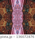 Abstract floral design features a pattern with rich textures and relief details. Soft pink, earthy brown, and muted blue tones add depth, making it ideal for textiles, wallpaper and fashion prints 136072876