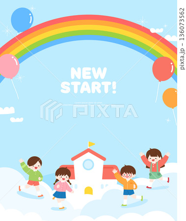 New Semester Children Student Illustration Template 136073562