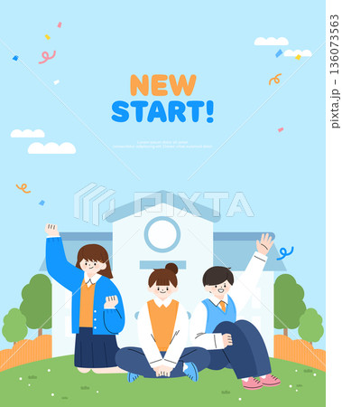 New Semester Children Student Illustration Template 136073563