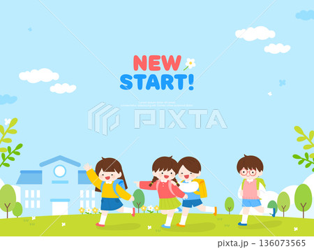 New Semester Children Student Illustration Template 136073565