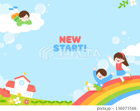 New Semester Children Student Illustration Template 136073566