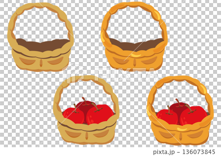 Set of illustrations of apples in a basket 136073845